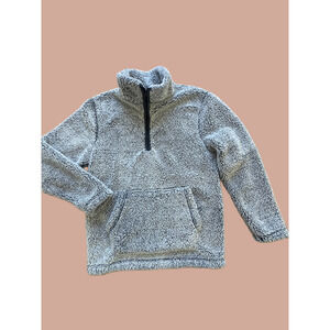 Royal Class Size M Sherpa Fleece Soft 1/4 Zip Gray Pull‎ Over Sweater